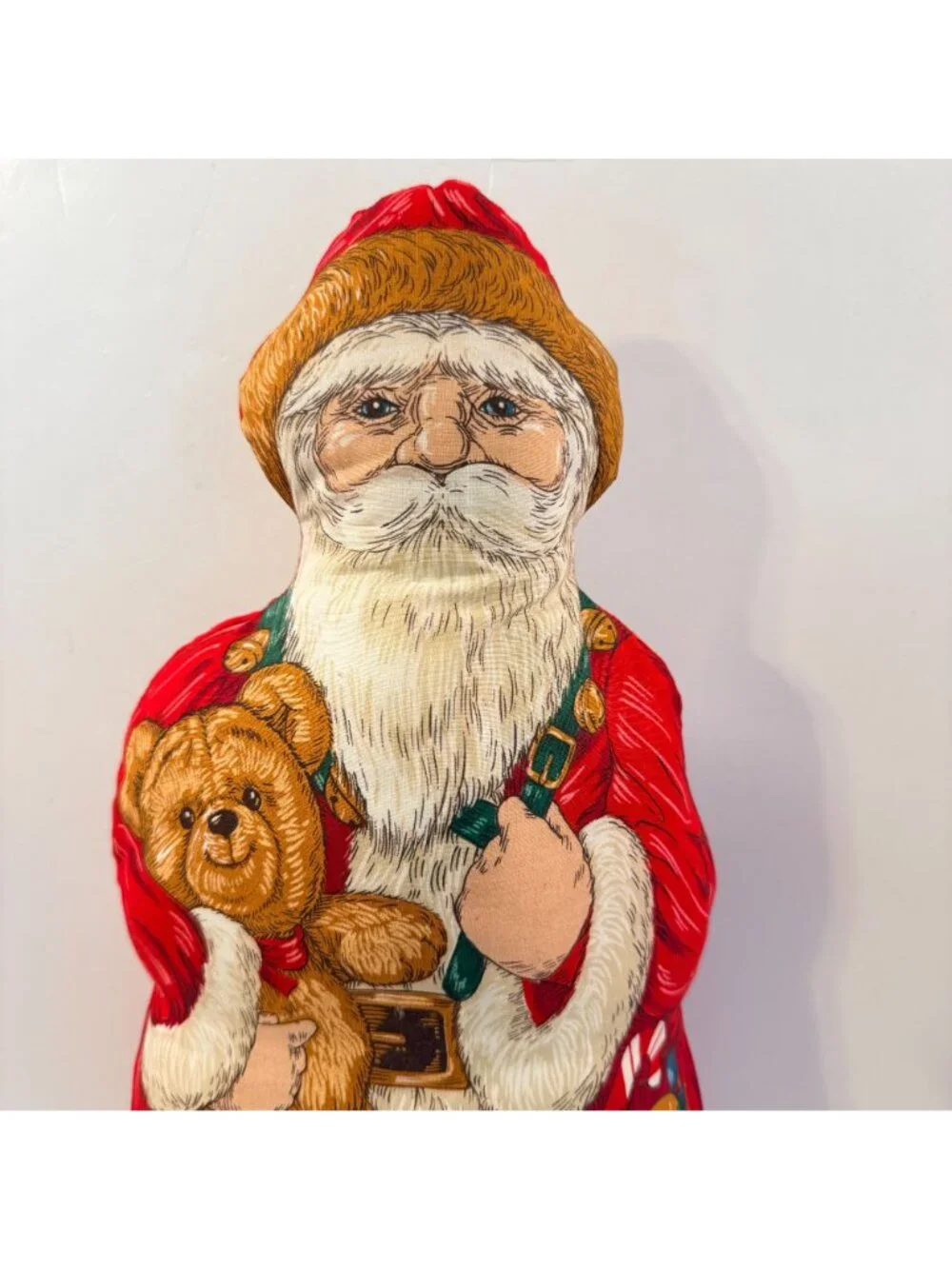 Vintage Fabric Stuffed Santa Christmas Folk Art Country Cut & Sew 18